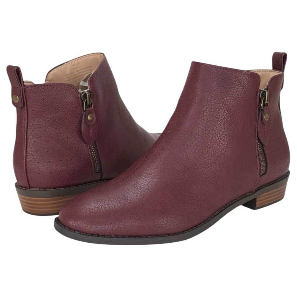Journee Collection Ellis Wine Faux Leather Womens Shooties Size 8.5M - Picture 10 of 12